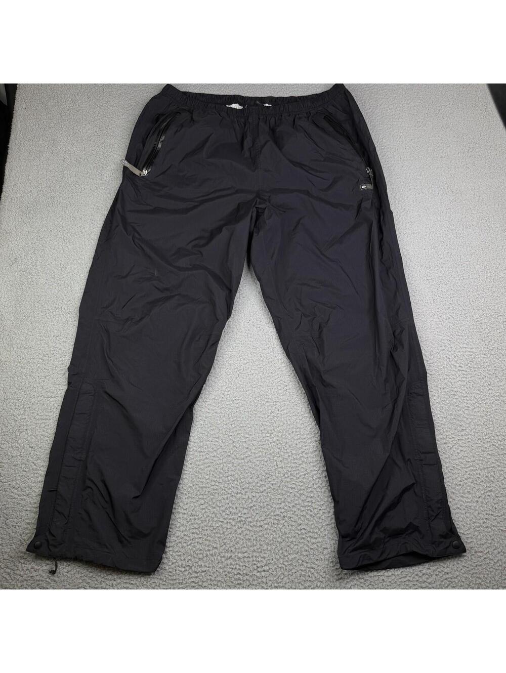 REI Co Op Black Shell Rain Pants Waterproof Hiking Packable Men's Size 41 x 32